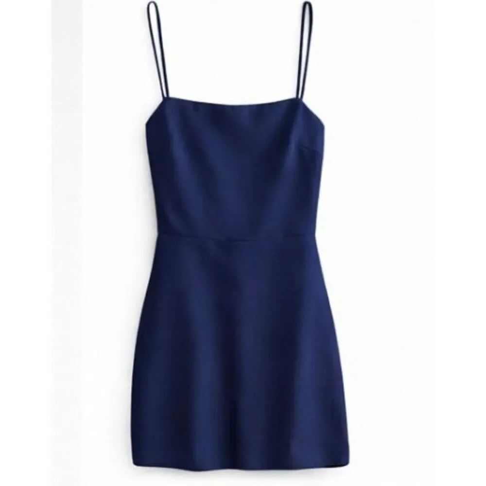 Lovers + Friends Navy Mini Slip Dress Square Neck Party XXS